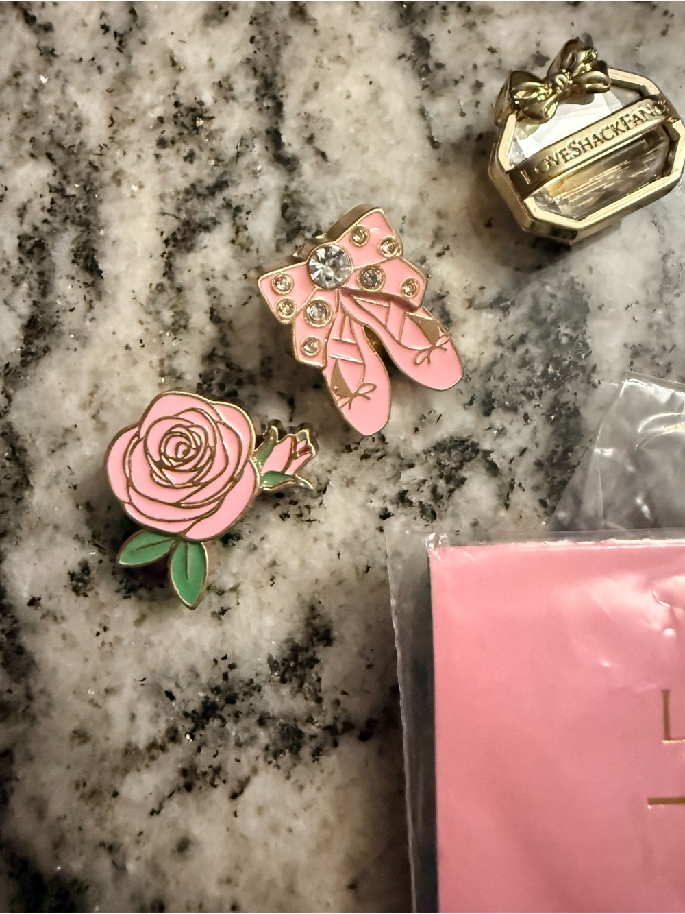 Love shack fancy Gold-Tone jibbitz metal Pink Rose Charm for crocs Jewelry - Picture 5 of 12